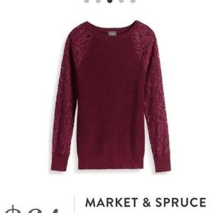 Market and Spruce Bettey Lace sleeve sweater